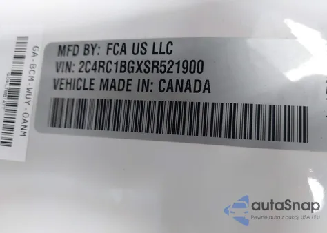 2025 Chrysler Pacifica Select z USA, uszkodzony, nr VIN 2C4RC1BGXSR521900